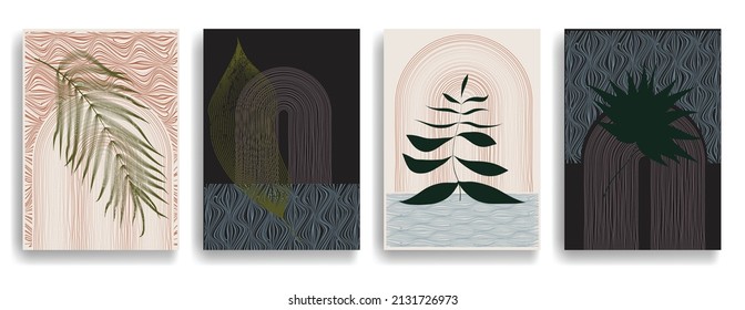 Modern poster with minimalist design elements . Grunge textured circles in Boho style  . Wall art , home deco . Vector abstract shape.