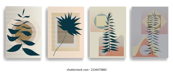 Afiche moderno con elementos de diseño minimalista. Estilo de arte boho . Arte mural, deco doméstico. Forma abstracta del vector.