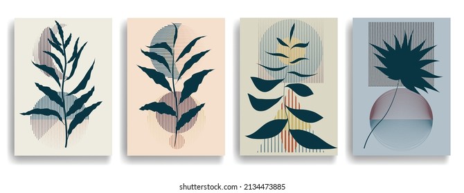 Modern poster with minimalist design elements . Boho art style  . Wall art , home deco . Vector abstract shape.