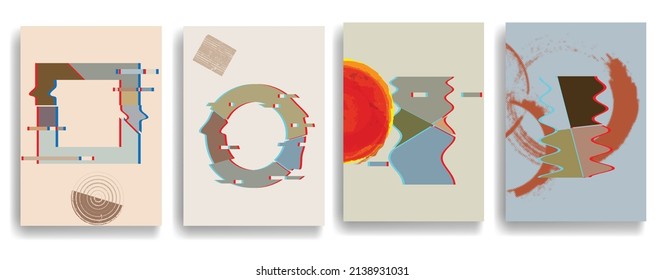 Modernes Plakat mit minimalistischen Design-Elementen im Boho-Stil. Wall Art , Home Deco . Abstrakte Vektorform.