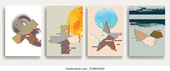Modern poster with minimalist design elements in Boho style  . Wall art , home deco . Vector abstract shape.