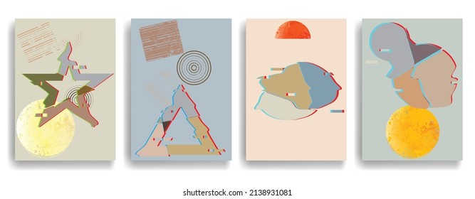 Afiche moderno con elementos de diseño minimalista al estilo Boho . Arte mural, deco doméstico. Forma abstracta del vector.