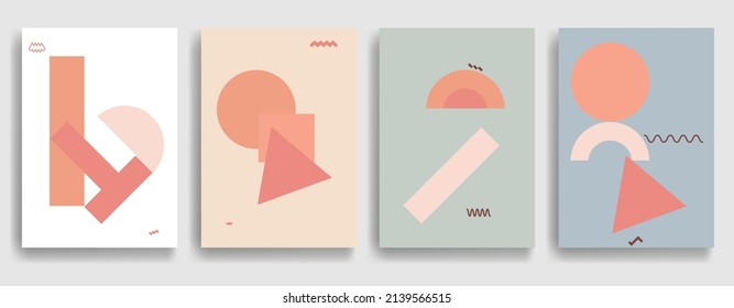 Modern poster with minimalist design elements in Boho style  . Wall art , home deco . Vector abstract shape.
