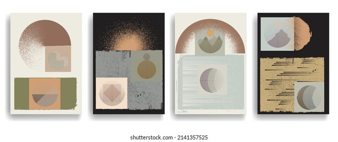Modern poster with minimalist design elements . Window and arch in Boho style  . Wall art , home deco . Vector abstract shape.