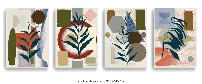 Afiche moderno con elementos de diseño minimalista. Ventana y arco al estilo Boho . Arte mural, deco doméstico. Forma abstracta del vector.