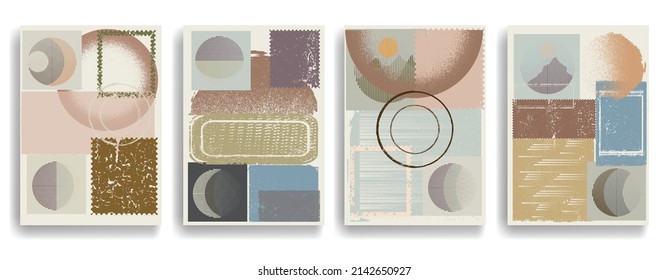 Modern poster with minimalist design elements . Window and arch in Boho style  . Wall art , home deco . Vector abstract shape.
