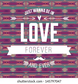Modern poster on a geometric aztec background. Use it as a greeting card or template