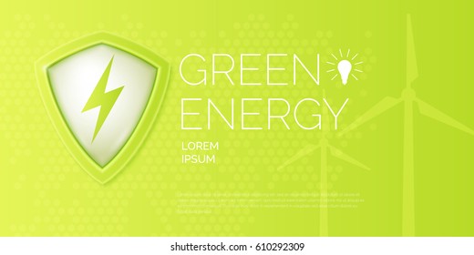 Modern poster on the topic of Natural energy. Vector banner ecology and electricity.