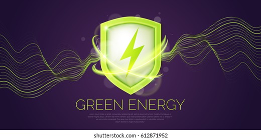 Modern poster on the topic of Natural energy. Vector banner ecology and electricity.