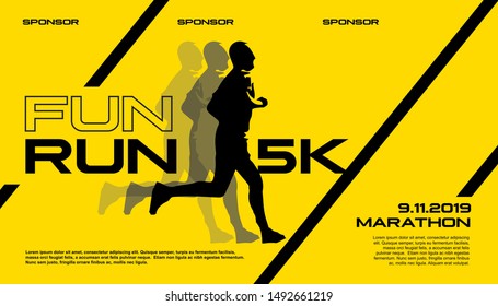 Modern poster run sports with black and yellow color.vector illustration.