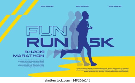 Modern poster run sports with blue and yellow color.vector illustration.