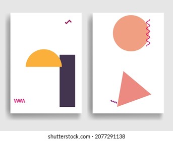 Modern poster with simple minimalist design elements in Boho style . Wall art , home deco . Vector abstract shape.