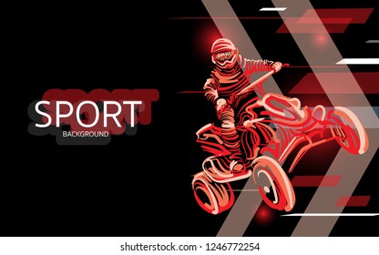 Modern poster for sports. ATV banner vector. digital style . extreme sport background design.