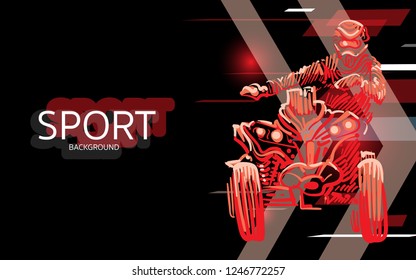 Modern poster for sports. ATV banner vector. digital style . extreme sport background design.