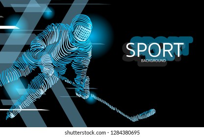 Modern poster for sports. ice hockey player banner vector. digital style . sport background design.