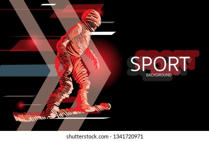 Modern poster for sports. Snowboard player banner vector. digital style. extreme sports background design