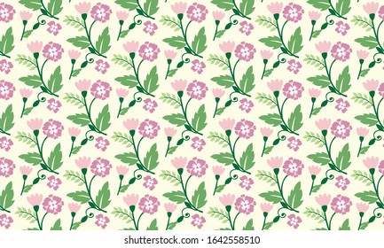 Modern Poster for spring, with leaf and flower pattern background design.