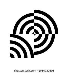 Afiche moderno, adecuado para la decoración de oficina. Afiche de arte para la cafetería o la zona wi-fi. Fondo abstracto con círculos rotos, formas geométricas y arcos. Vector.