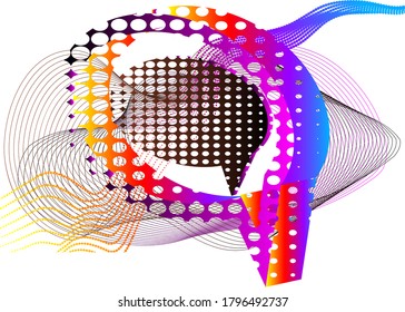 Plantilla moderna para afiches. Fondo con ondas lineales dinámicas y burbuja de habla abstracta. Papel de escritorio creativo. Ilustración vectorial.