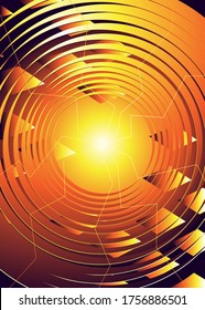 Modern poster template with heated geometric patterns. Abstract Cover Design with overheated creative Shapes. Dynamical Design, abstract banner with fire color gradient. 