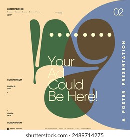 A modern poster template with organic shapes and a soothing color palette, promoting space for personalized ads in a stylish and minimalistic layout.