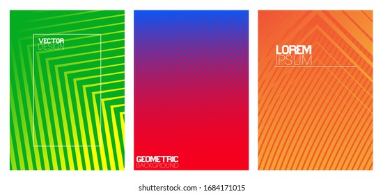 Modern poster template set with geometric patterns. Creative abstract shapes. Minimal covers design collection. Vector EPS 10.