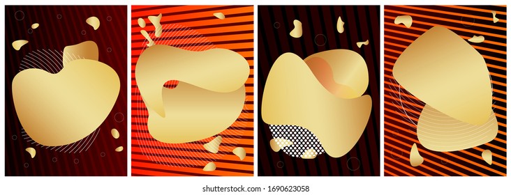Modern poster template set with geometric patterns. Abstract Cover Design with creative Flowing Liquid Shapes. Dynamical Design collection, abstract banners with gradient. Vector EPS 10