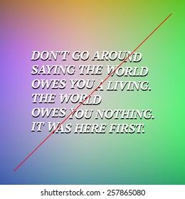 Modern poster with typographic quote of Mark Twain with diagonal line over blurred background