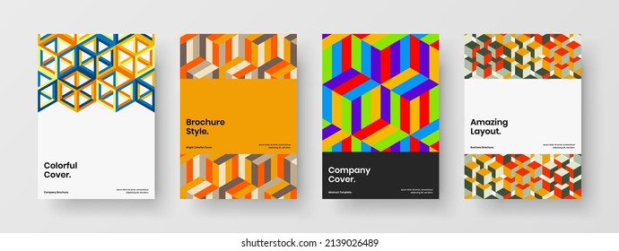 Modern poster vector design layout composition. Simple mosaic pattern leaflet illustration bundle.
