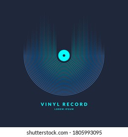 Modern poster of the Vinyl record. Vector illustration music on dark background.