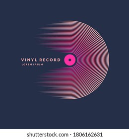 Modern poster of the Vinyl record. Vector illustration music on dark background.