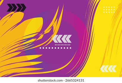 Modern poster yellow purple background vector. Cover template with vibrant perspective geometric shapes pattern. Design for wall art, flyers, brochures,covers,web banners.