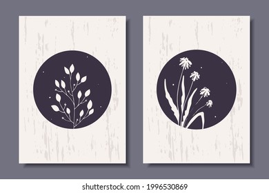 Afiches modernos con plantas. Ilustración vectorial.