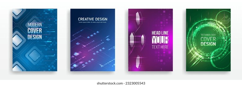 Modern posters are suitable for business webinars. Contemporary technology cover design. Brochure digital template. Abstract digital certificate, high-tech layout for presentation medicine and science
