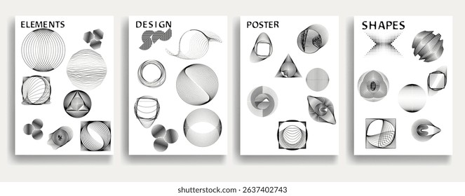 Modern  posters . Vector design composition with various geometric shapes . Abstract contemporary art . Vector art brochures