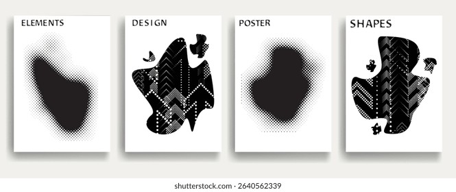 Modern posters . Vector design composition with grunge geometric shapes . Abstract contemporary art . Vector art ideal for media, ads, covers, brochures, banners
