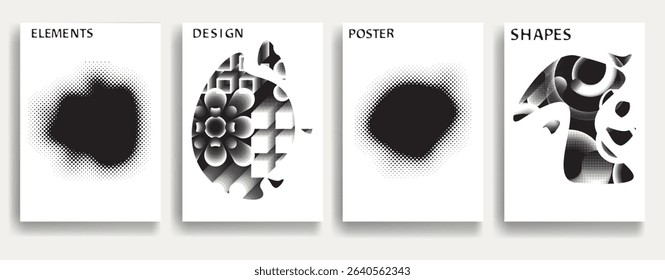 Modern posters . Vector design composition with grunge geometric shapes . Abstract contemporary art . Vector art ideal for media, ads, covers, brochures, banners
