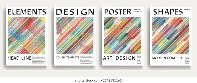 Modern posters . Vector design composition with various geometric shapes . Abstract contemporary art . Vector art ideal for media, ads, covers, brochures, banners.
