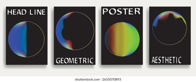 Cartazes modernos . Composição de design vetorial com várias formas geométricas coloridas . Arte contemporânea abstrata . Arte vetorial ideal para mídia, anúncios, capas, brochuras, banners. 