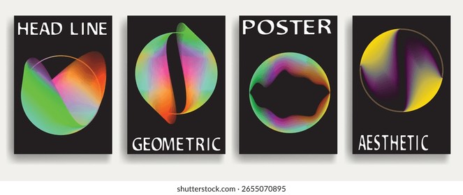 Modern posters . Vector design composition with colorful various geometric shapes . Abstract contemporary art . Vector art ideal for media, ads, covers, brochures, banners. 