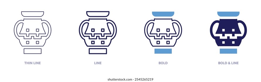 Modern pottery icon in 4 different styles. Thin Line, Line, Bold, and Bold Line. Duotone style. Editable stroke.