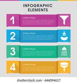 Modern pouring infographic template. infographic design with pouring icons includes shower. can be used for presentation, diagram, annual report, web design.