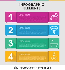 Modern pouring infographic template. infographic design with pouring icons includes shower. can be used for presentation, diagram, annual report, web design.