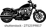 Modern power cruiser motorcycle vector with bold silhouette and detailed engine. Ideal for stickers, apparel, branding, and moto artwork.