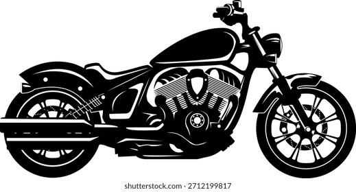 Moderno Vector de motocicleta crucero de potencia con silueta audaz y motor detallado. Ideal para pegatinas, prendas de vestir, marcas y moto artwork.