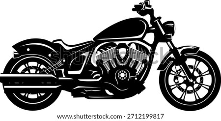 Modern power cruiser motorcycle vector with bold silhouette and detailed engine. Ideal for stickers, apparel, branding, and moto artwork.