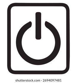 Vetor de Ícone de Botão Moderno de Ligar/Desligar - Símbolo de Interruptor de Alternância Universal em Quadro Quadrado - Elemento de Interface do Usuário para Tecnologia, Aplicativo e Interface Digital