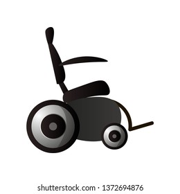Modern powered by electric motor wheelchair for hospital use
