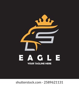 A modern and powerful logo featuring a stylized eagle head combined with the letter "F" and a crown, symbolizing power, leadership, and prestige. Ideal for esports, gaming, corporate branding, royalty