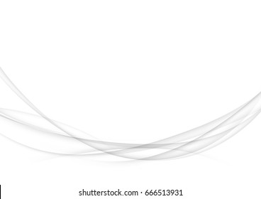 Modern powerful swoosh wave border halftone background layout. Beautiful abstract mild futuristic grey and white smoke lines. Vector illustration